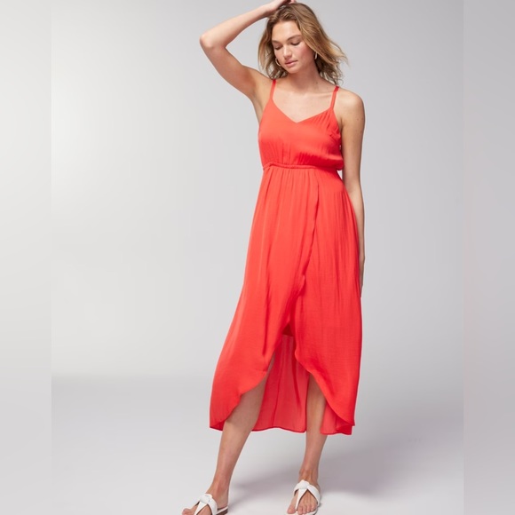 Crinkle Satin Dress in Poppy Red Size XL - Picture 1 of 15